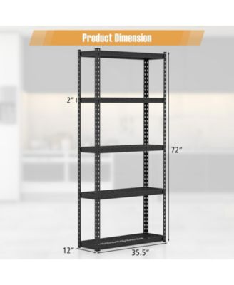 5-Tier Metal Shelving Unit with Anti-slip Foot Pad Height Adjustable Shelves