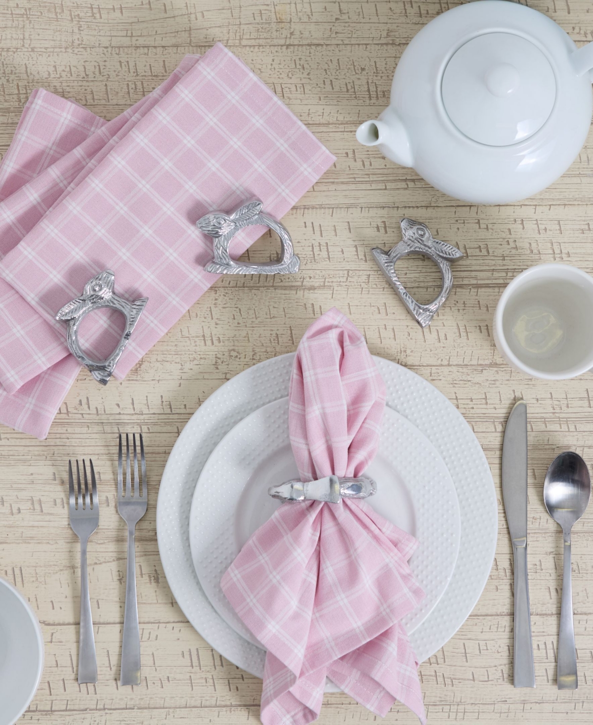 Design Imports Silver Rabbit Napkin Ring, Set Of 4 In Silver