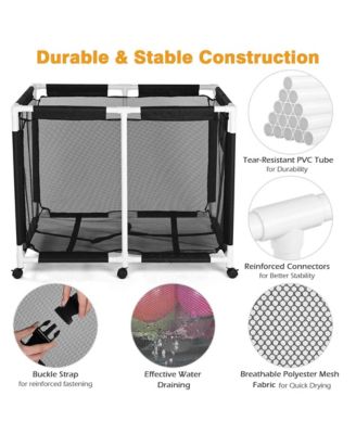 Extra Large Mesh Pool Storage Bin 214 Gallon Noodles Toys Holder 6 Wheels Rolling Cart Black