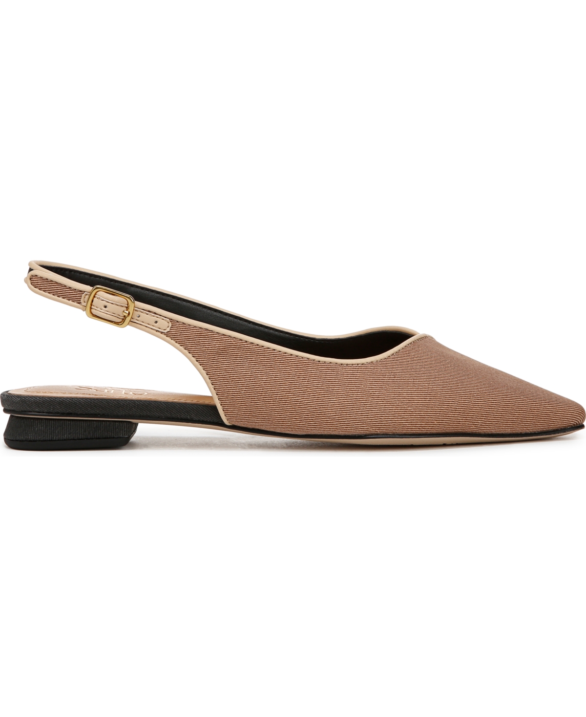 Franco Sarto Women's Raena 2 Pointed Toe Slingback Flats In Tan,black Twill Fabric