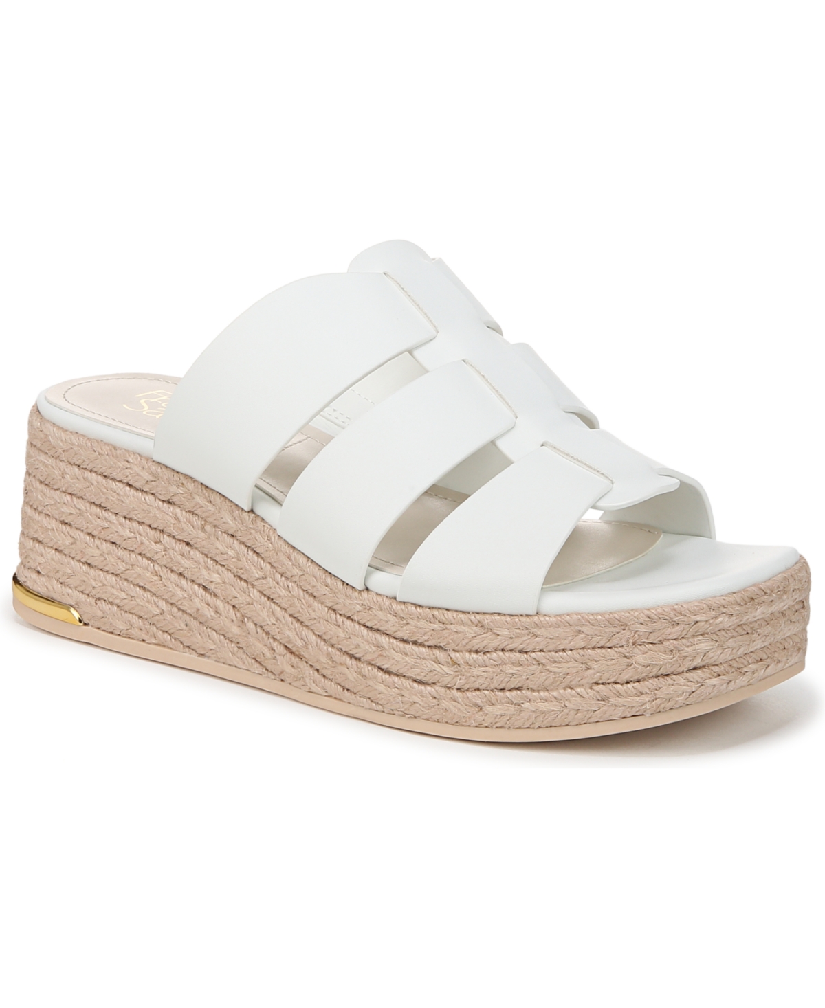 Franco Sarto Women's Tevin Open Square Toe Espadrille Slide Platform Sandals In Bright White Faux Leather