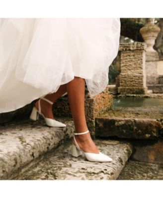 Women's White Marilyn Customizable Bridal V Mules