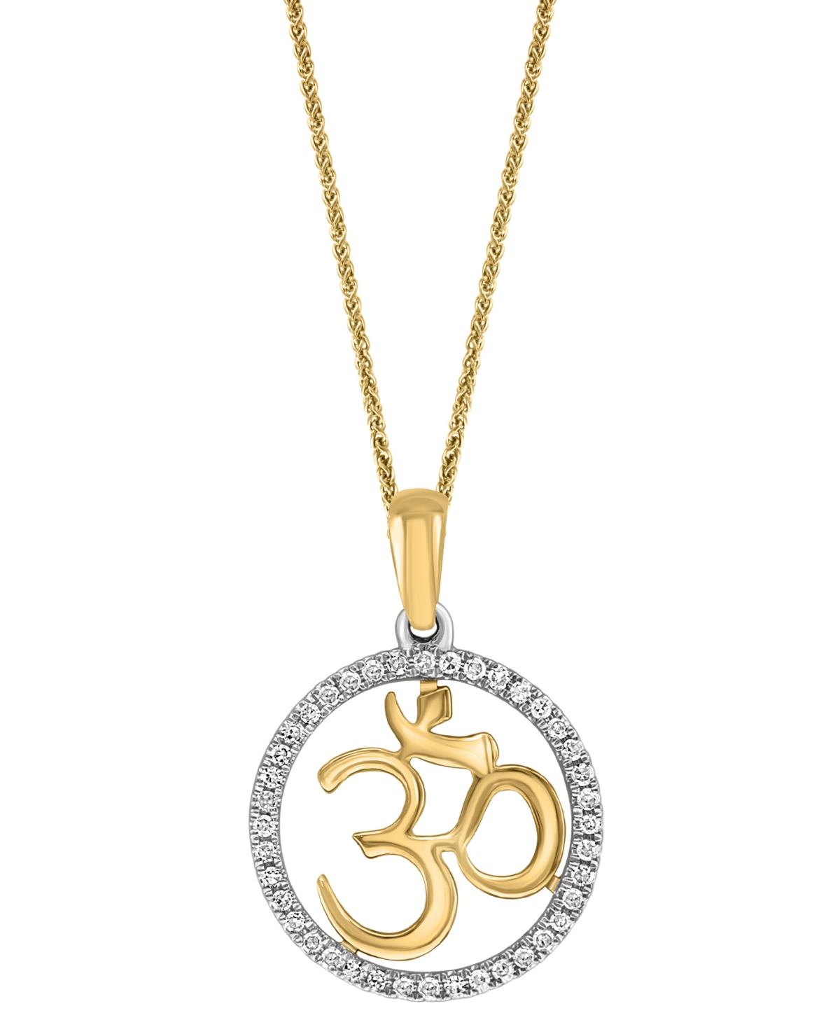 Diamond Om Symbol 18" Pendant Necklace (1/10 ct. t.w.) in 14k Two-Tone Gold - Two-Tone Gold