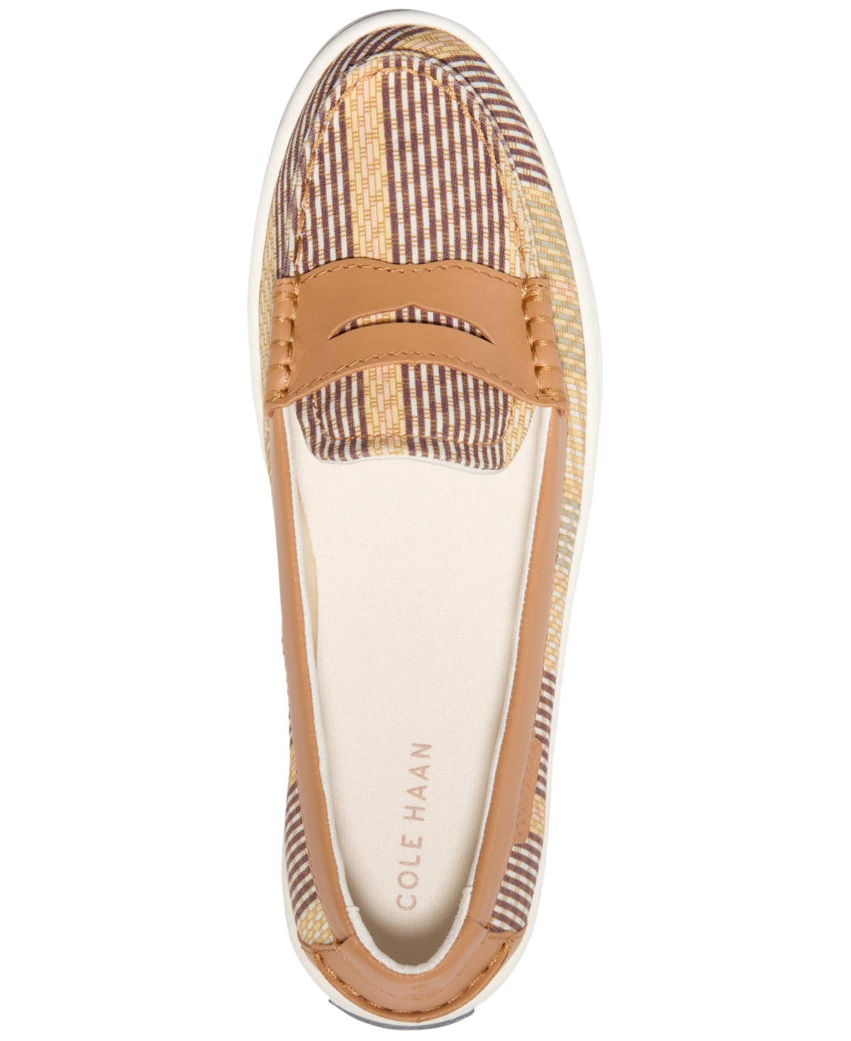 Cole Haan Nantucket Penny Loafer In Bali Striped Printed Canvas,biscuit,iv