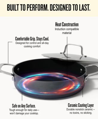 Maestro Cookware Set 3-Piece Set - Nonstick Ceramic Frying Pan and Saute Pan with Lid - Made without PFAS, PFOA & PTFE