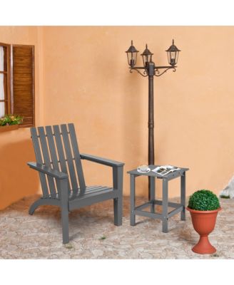 2PCS Patio Adirondack Chair Side Table Set Solid Wood Garden Deck