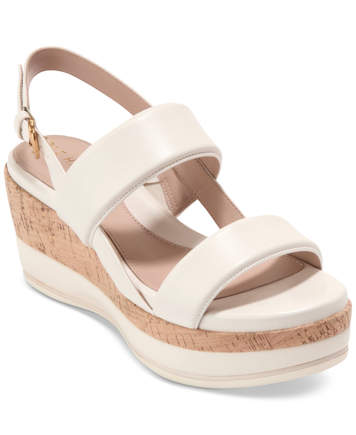Cole Haan Aislin Wedge Sandal In Ivory Leather,natural Cork