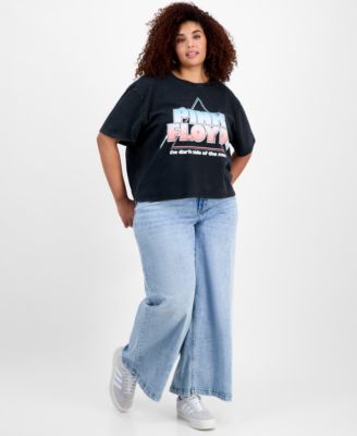 Trendy Plus Size Pink Floyd Cropped Tee