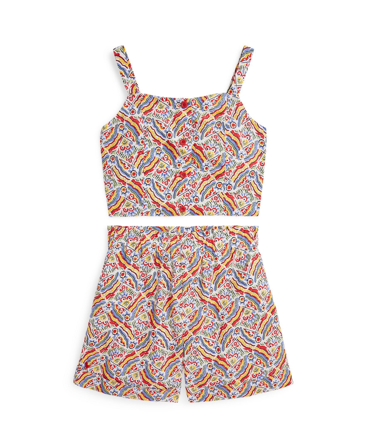 Polo Ralph Lauren Toddler And Little Girls 2-piece Riviera-print Top And Short Set In Colorful Retro Print