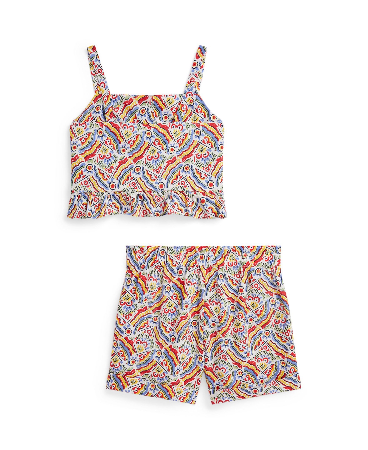 Polo Ralph Lauren Toddler And Little Girls 2-piece Riviera-print Top And Short Set In Colorful Retro Print