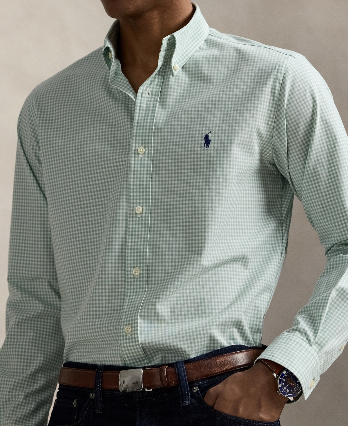 Polo Ralph Lauren Men's Classic-fit Stretch Poplin Shirt In Green