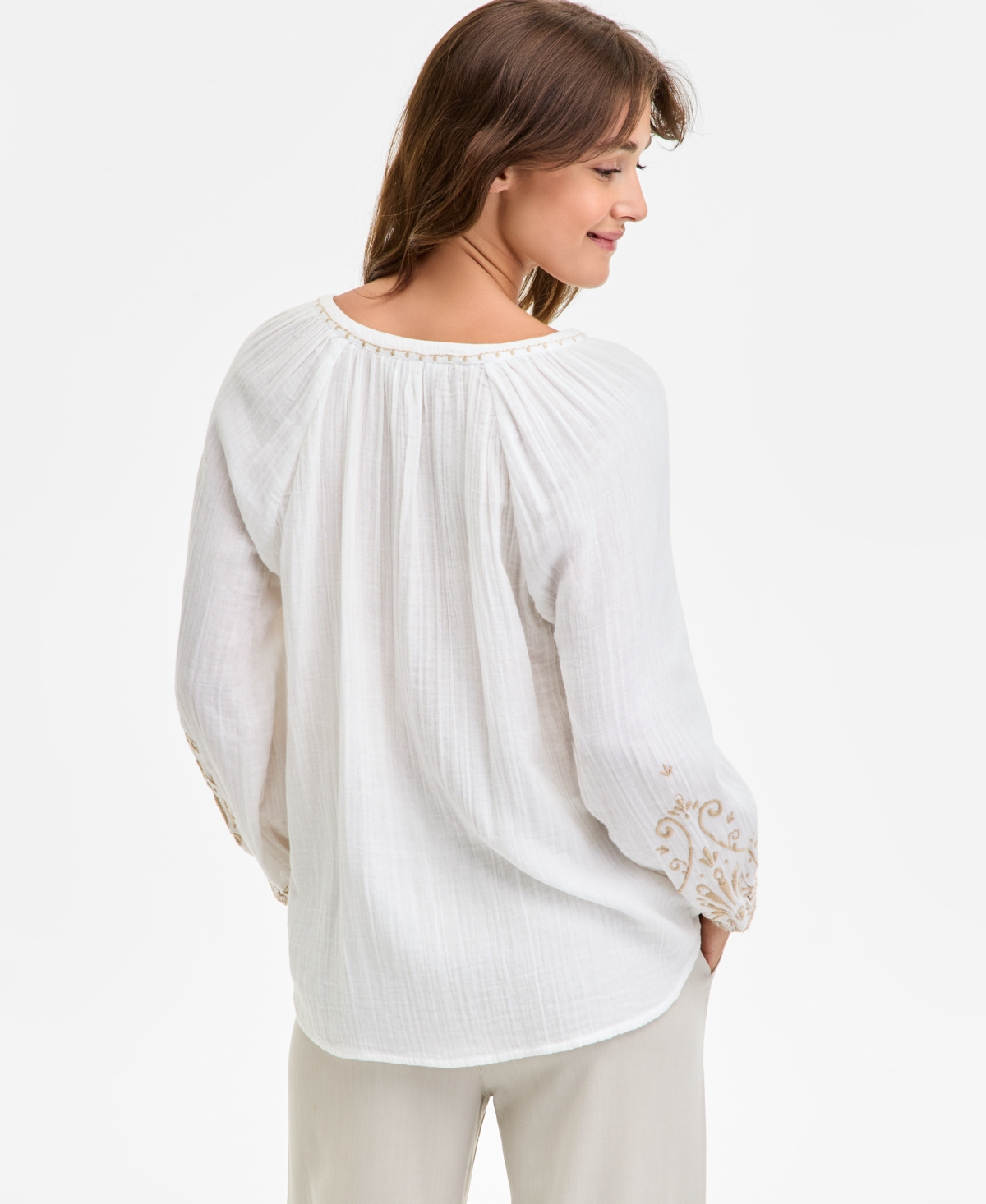 Liverpool Los Angeles Embroidered Double Gauze Top
