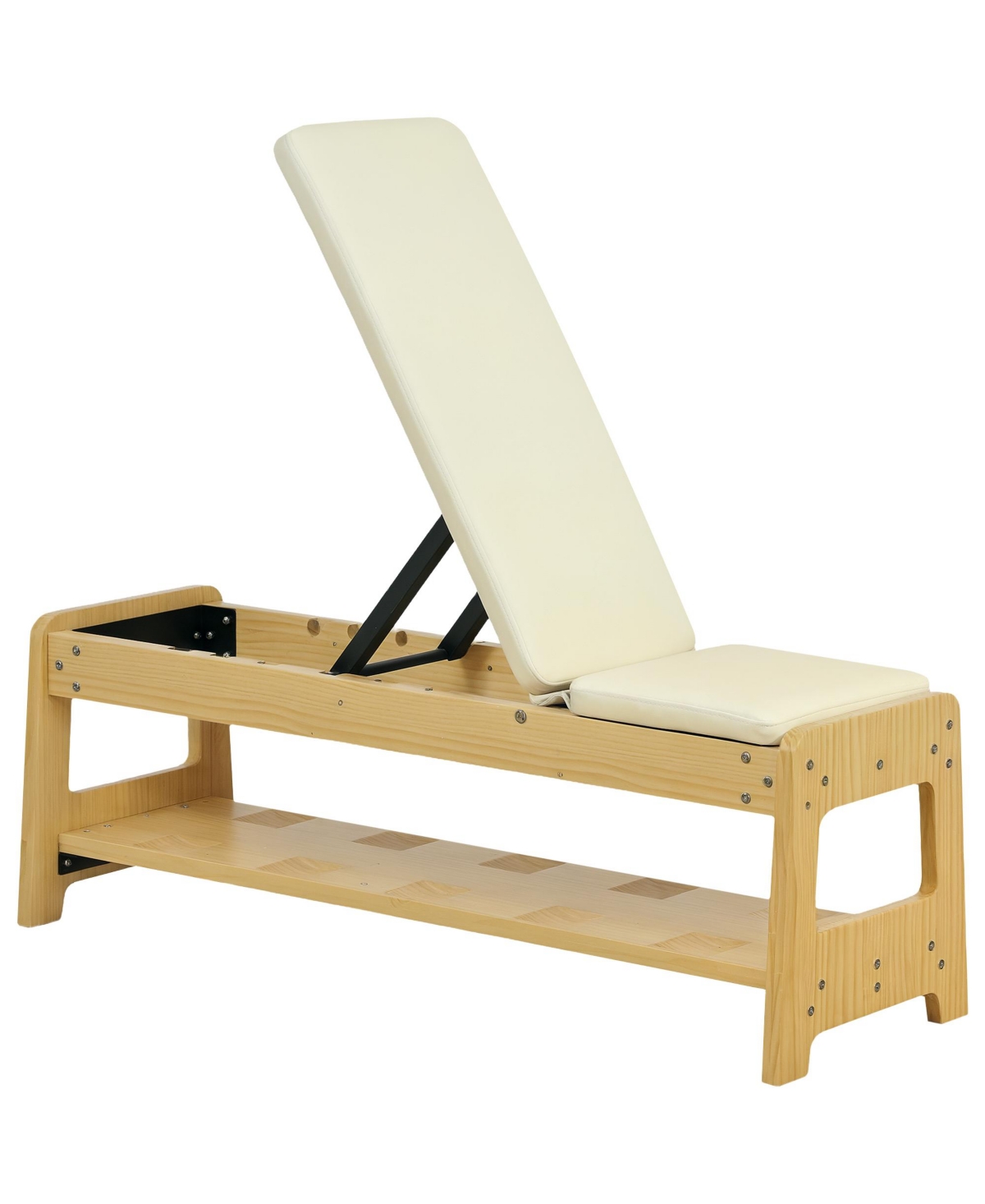 Adjustable Weight Bench with Rack for Weight Lifting, - White