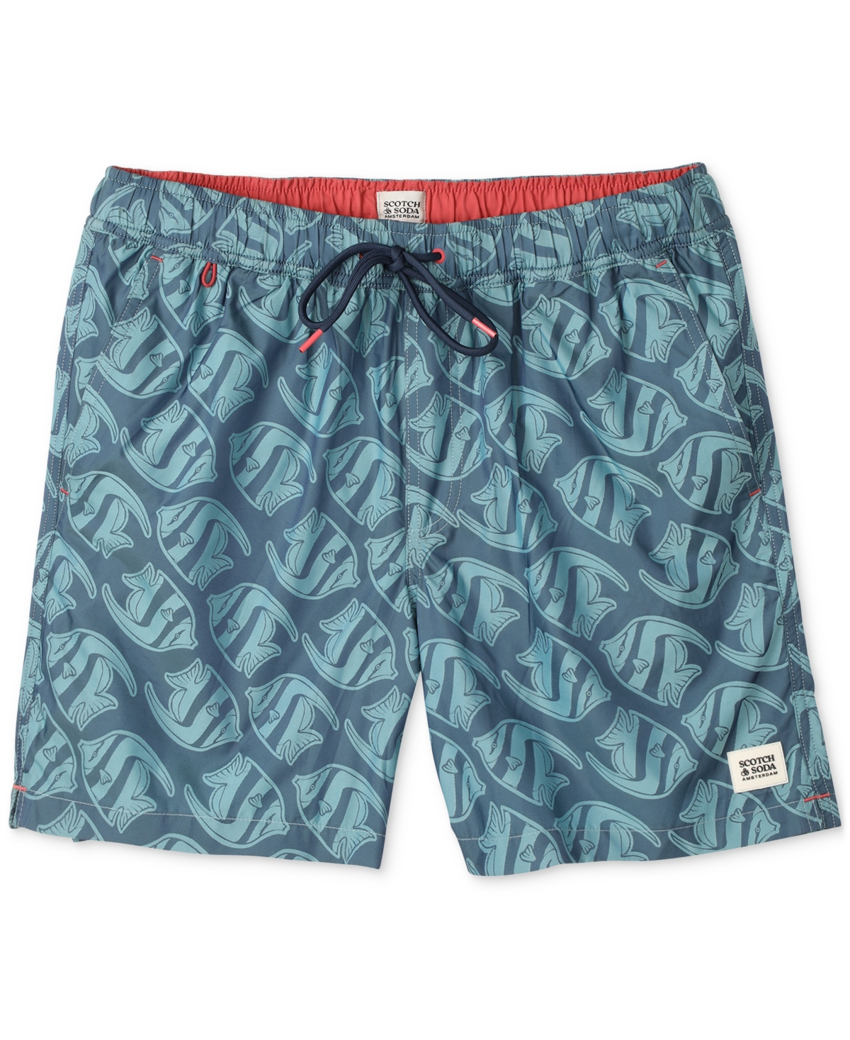 Scotch & Soda Men's Low Tide Fish-print Swim Trunks
