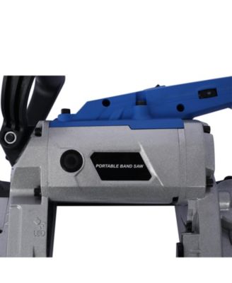 High-Performance Portable Band Saw with Removable Stainless Steel Base, 45°-90° Cutting, 10A 1100W Motor, 5-inch Depth Cut,