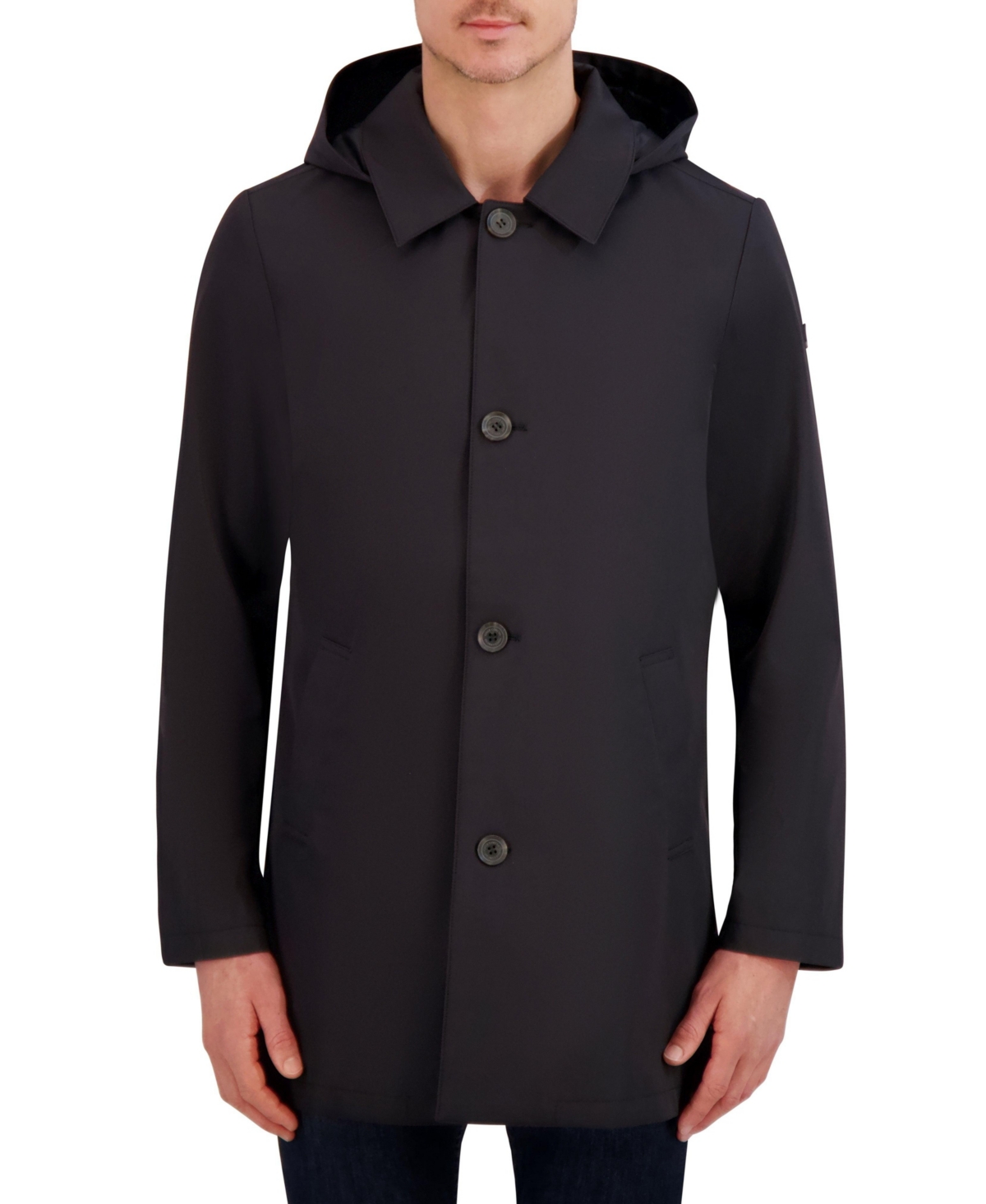 Vince Camuto Men's Rain Tek Transitional Coat With Removable Hood In Black