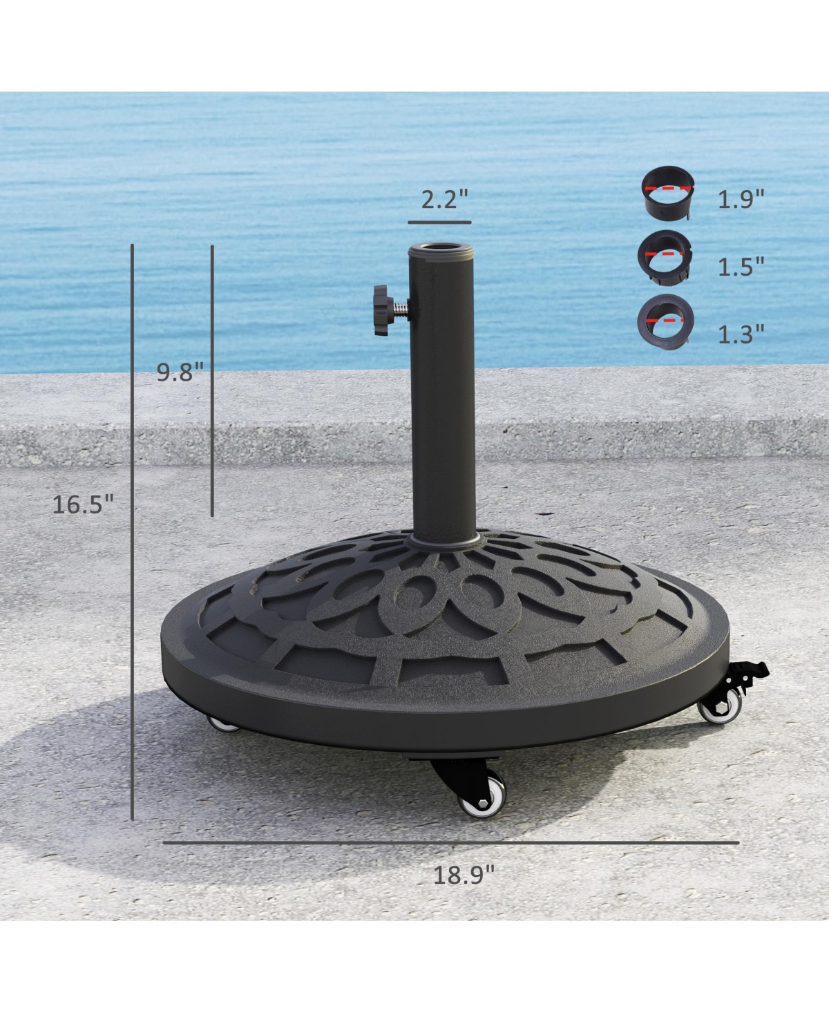 Outsunny Round Patio Umbrella Base with Wheels