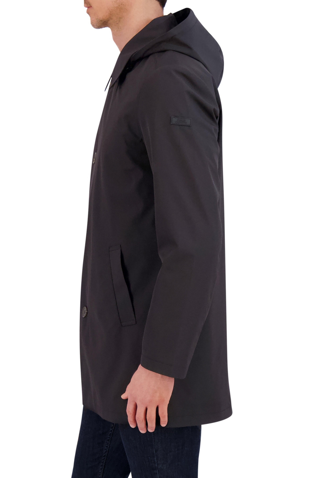 Vince Camuto Men's Rain Tek Transitional Coat With Removable Hood In Black