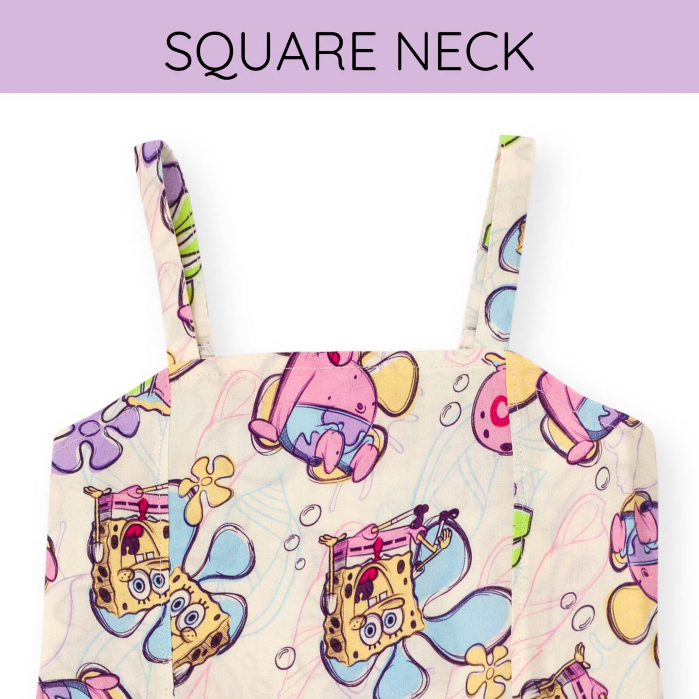 Платье SpongeBob SquarePants Square Neck Smocked Cami Maxi Dress для девочек, цвет: Молочный белый — фото 4