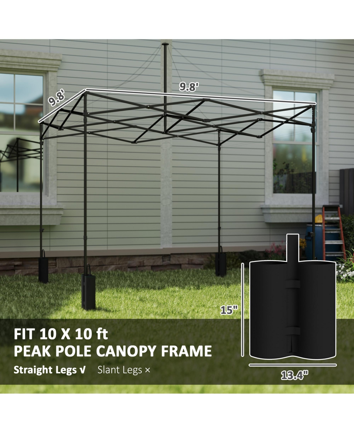 10' x 10' Pop up Canopy Replacement Top with Weight Bags, Multi - American flag
