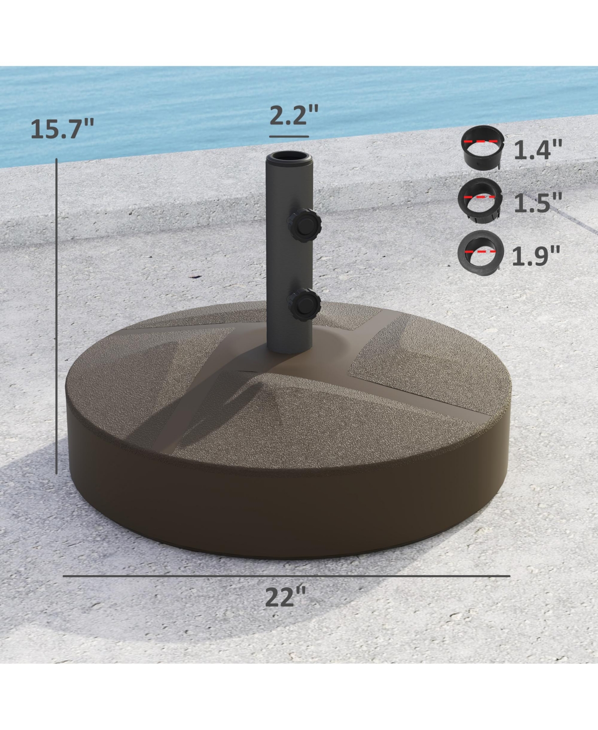 Patio Umbrella Base Umbrella Sd, /Water Filled, - Brown