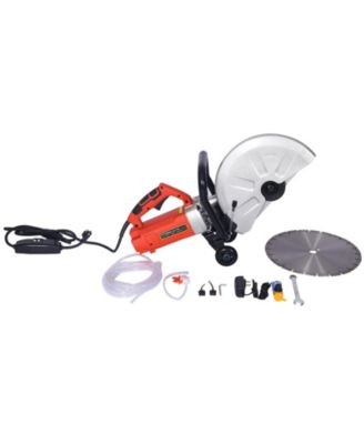 Electric 14" Cut Off Saw Wet/Dry Concrete Saw Cutter Guide Roller with Water Line Attachment 3000w with blade