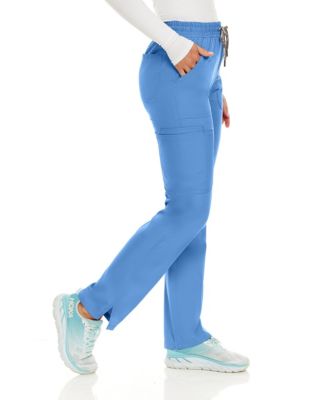 Petite Terri Stretch Straight Leg Six Pocket Cargo Scrub Pants, Ceil, X Large