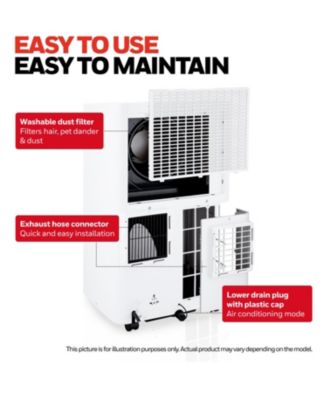 14,500 BTU Portable Air Conditioner for Rooms up to 700 Sq. Ft., Portable AC with Dual Hose & 101 Pint Dehumidifier, Includes Remote Control and AC Unit Window Kit, HW4CEDAWW0, White (10,000 BTU SACC)