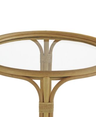 Gallerie Decor Bimini Glass Top Rattan Side Table
