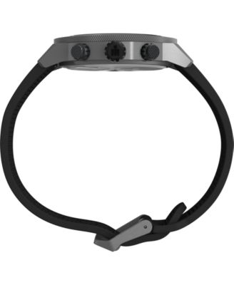 Men's Chronograph Black Silicone Watch, 44mm