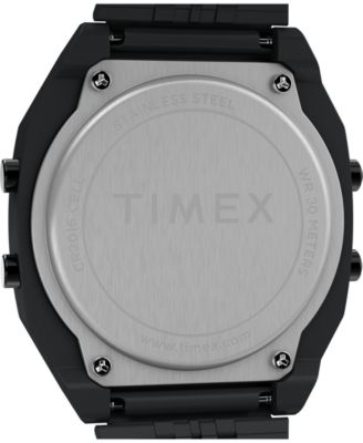 Men's Quartz Digital Black Stainless Steel Watch, 36mm