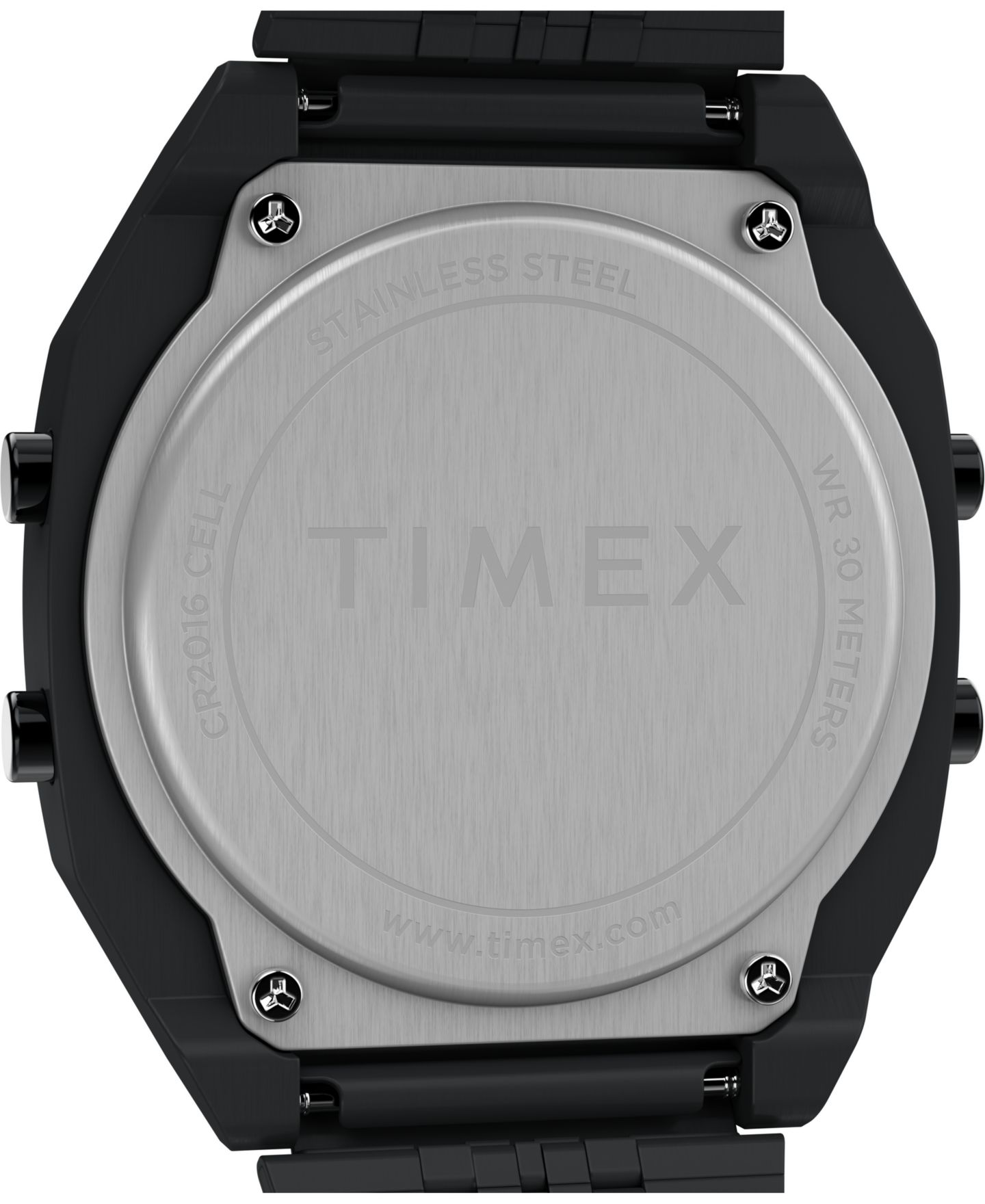 Мужские кварцевые цифровые часы Timex из чёрной нержавеющей стали, 36 мм — фото 5