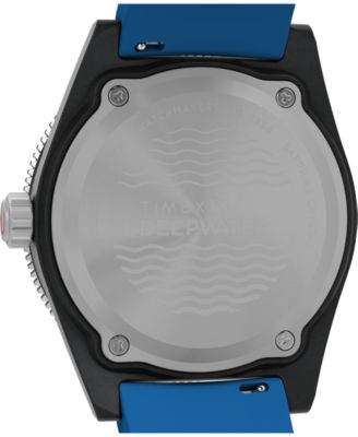 Men's Quartz Analog Blue Rubber Watch, 43mm