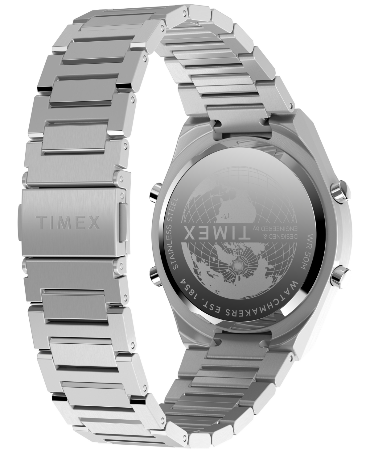 Timex Men's Quartz Digital Silver-tone Stainless Steel Watch, 39mm In Silver