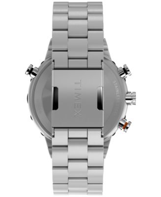 Men's Quartz Analog Silver-Tone Stainless Steel Watch, 45mm