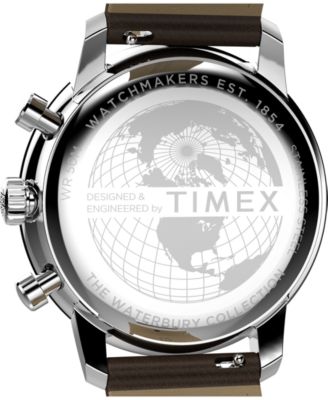 Men's Chronograph Brown Leather Watch, 41mm