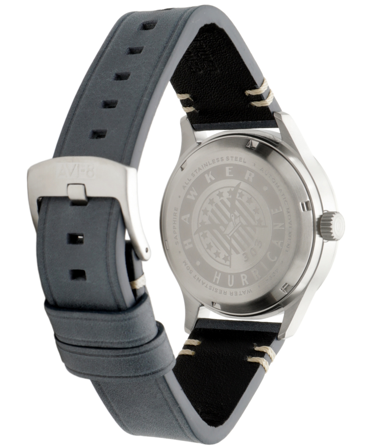 AVI-8 MEN'S HAWKER HURRICANE KENT AUTOMATIC BLUE LEATHER STRAP WATCH, 43MM