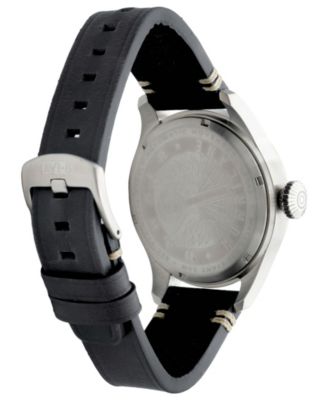 Men's Hawker Hurricane Clowes Automatic Black Leather Strap Watch, 46mm