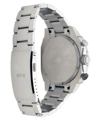 Men's Hawker Hunter Atlas Dual-Time Chronograph Solid Stainless Steel Bracelet Watch, 44mm