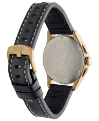 Men's Spitfire Lock Chronograph Black Leather Strap Watch, 42mm