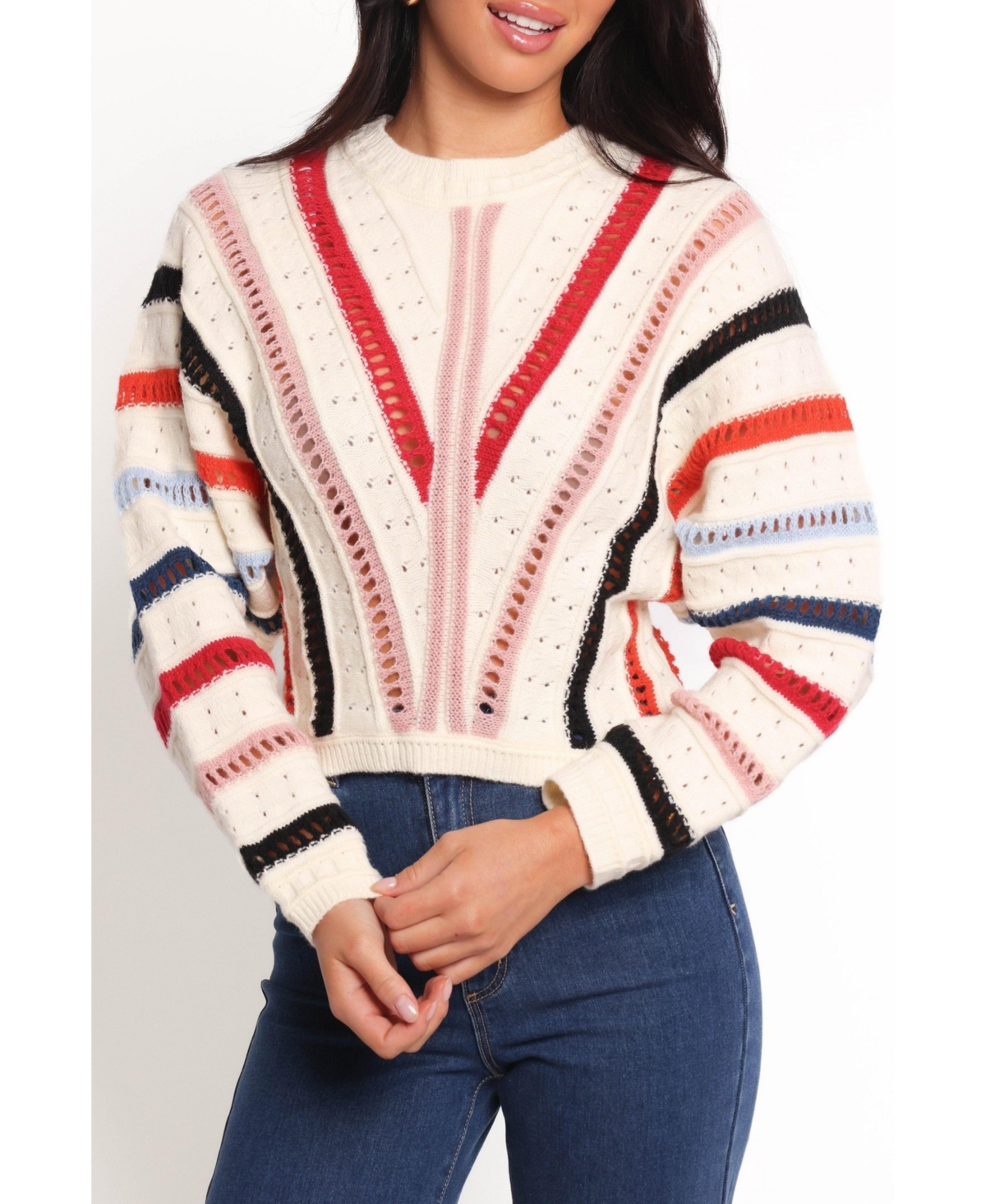 Women's Marie Stripe Knit Sweater - White
