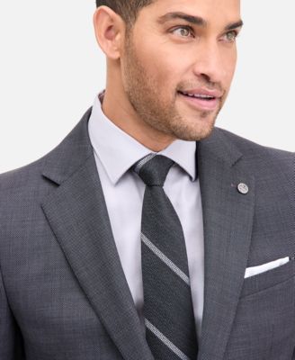 Men's Modern-Fit Charcoal Birdseye Wool-Blend Suit Separate Jacket 