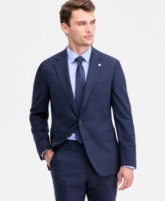 Ted by Ted Baker - Men's Modern-Fit Blue Sharkskin Wool-Blend Suit Separate Jacket