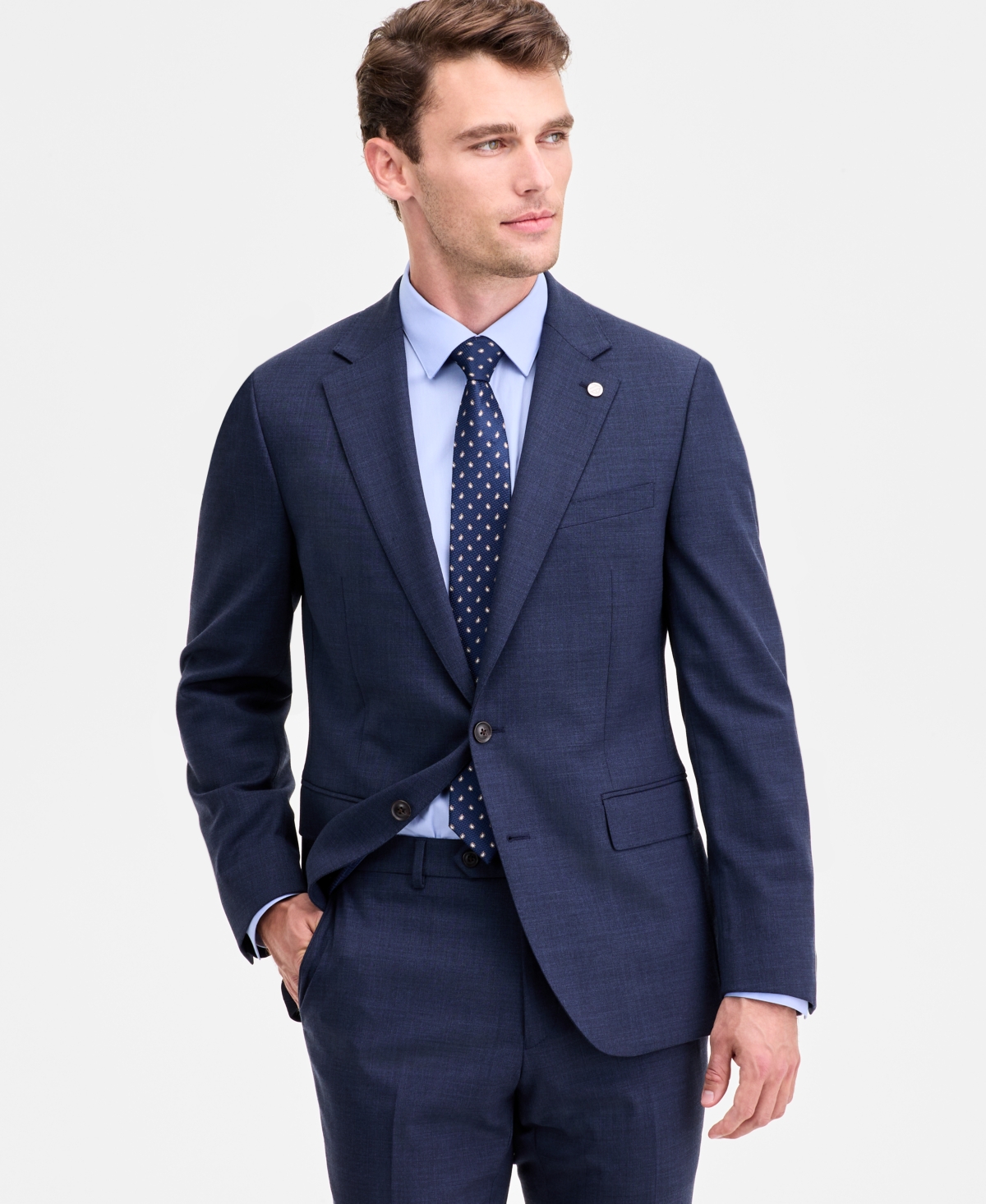 Ted By Ted Baker Men's Modern-fit Blue Sharkskin Wool-blend Suit Separate Jacket In Blue