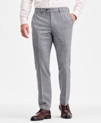 Men's Modern-Fit Stretch Black & White Wool-Blend Suit Separate Pants