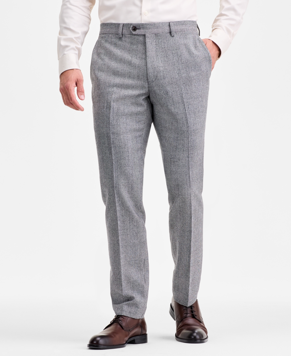 Ted By Ted Baker Men's Modern-fit Stretch Black & White Wool-blend Suit Separate Pants In Multi