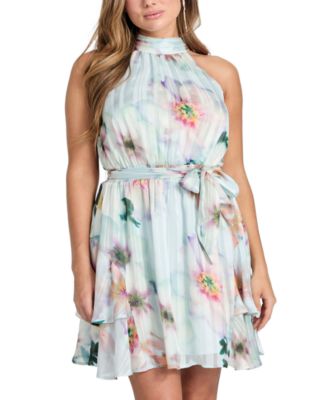 Women's Printed Tied Halter Mini Dress 