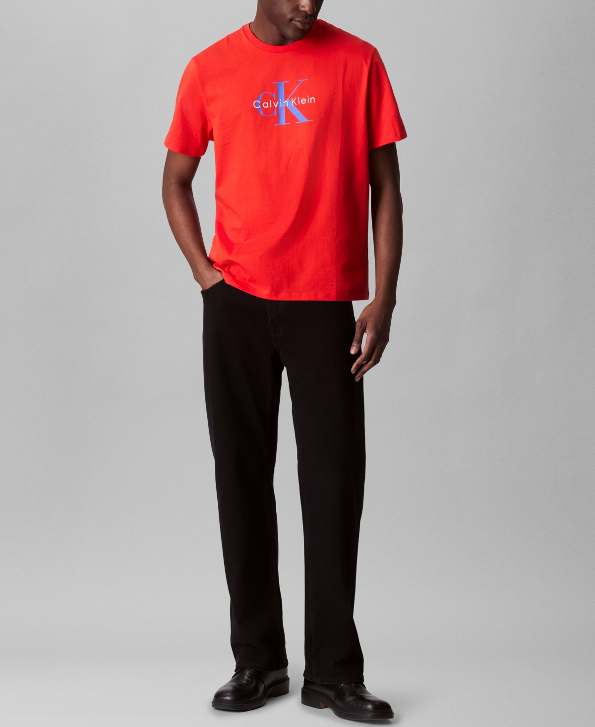 Shop Calvin Klein Men's Relaxed-fit Logo T-shirt In Red Alert