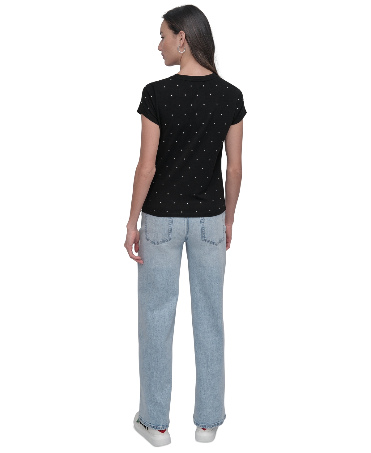 DKNY JEANS PETITE RHINESTONE-EMBELLISHED T-SHIRT 
