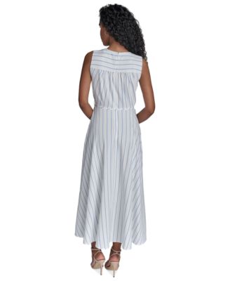 slim fit dress slacks Winter River Grey Stripe Puff Sleeve Prairie Midi Maxi Dress by Glamorous –  Black Salt